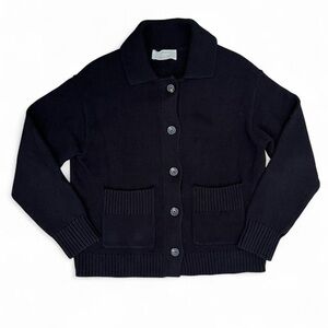 Everlane black cardigan sweater jacket | collared button up knit - size S